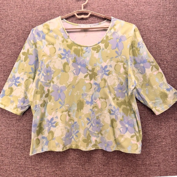 Denim And Co Womens Blouse Size 3X Summer Floral Oversized Soft Beach Travel - Picture 1 of 12